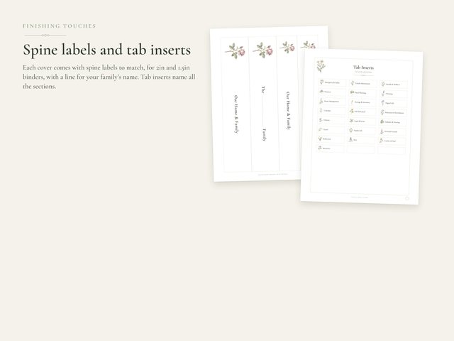 The Home & Family Binder: Spines and tabs