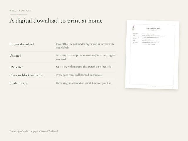 The Home & Family Binder: What you get