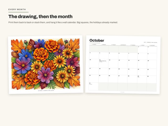 The 2027 Pencil Flower Calendar: A month