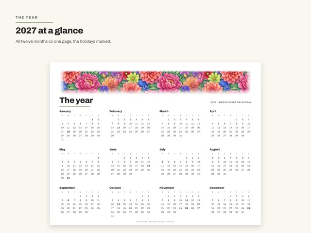 The 2027 Pencil Flower Calendar: The year