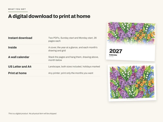 The 2027 Pencil Flower Calendar: What you get