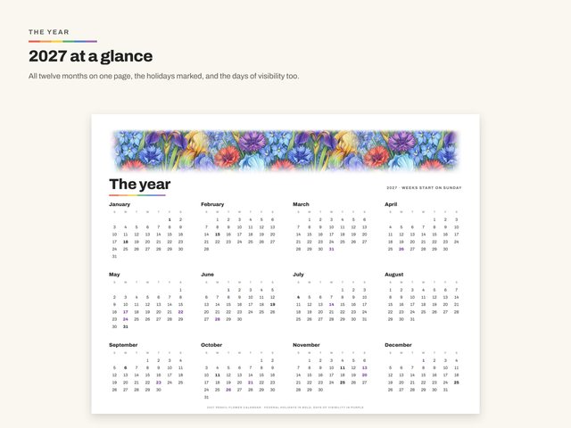The 2027 Queer Pencil Flower Calendar: The year