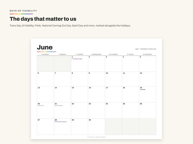 The 2027 Queer Pencil Flower Calendar: Days of visibility